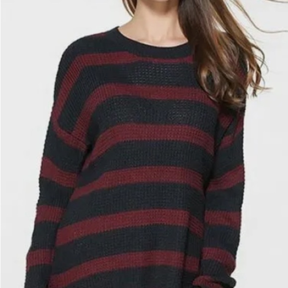Red Velvet Womens Red Stripe Waffle Knit Sweater Size M